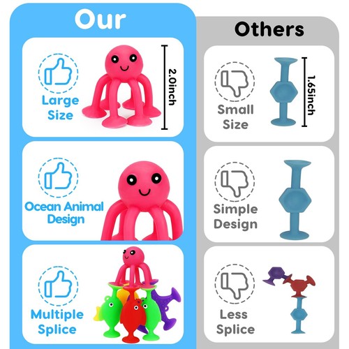 Toddler Suction Bath Toys 18pcs Ocean Suction Cup Toys With Eggshell & Bag No H - Picture 5 of 6