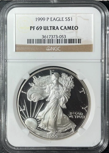 1999-P PROOF SILVER EAGLE ~ NGC PF69 ULTRA CAMEO  ~ BEAUTIFUL COIN