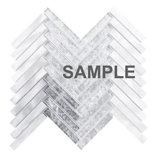 Aluminum Metallic Metal Gray Silver Glass Herringbone Mosaic Tile Backsplash