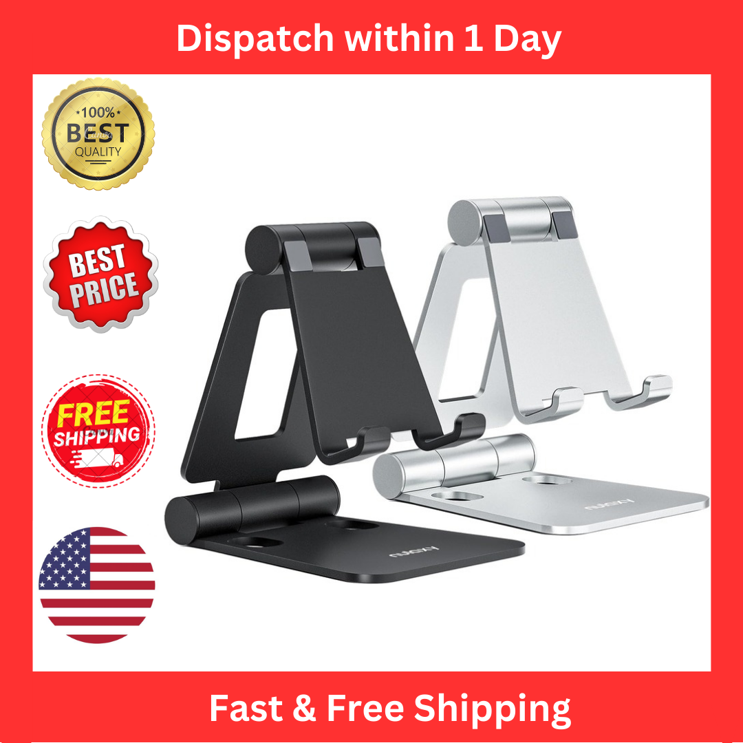 Nulaxy 2-Pack Adjustable Dual Folding Phone Stand in E-Silver