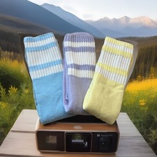 VTG 3 Pack Women's Multi Color Tube Socks 70's NOS Acrylic USA Made 17  