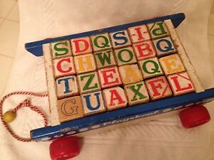 Vintage Playskool ABC Wood Block Wagon | eBay