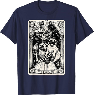 Vintage Skeleton Pug Mom Tarot Card Witchy Vibes Pug Lover Sweatshirt T-shirt