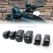 6pcs Hand Control Switch Housing Button Cover Cap Kit For Harley 1996-2013 Black