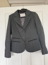 NESS Heritage Tweed Blazer Jacket UK 10 Charcoal Herringbone Wool Hacking