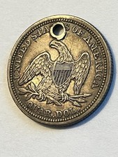 Silver Jewelry Coin 1858 Seated Liberty Quarter Holed, Beautiful Details