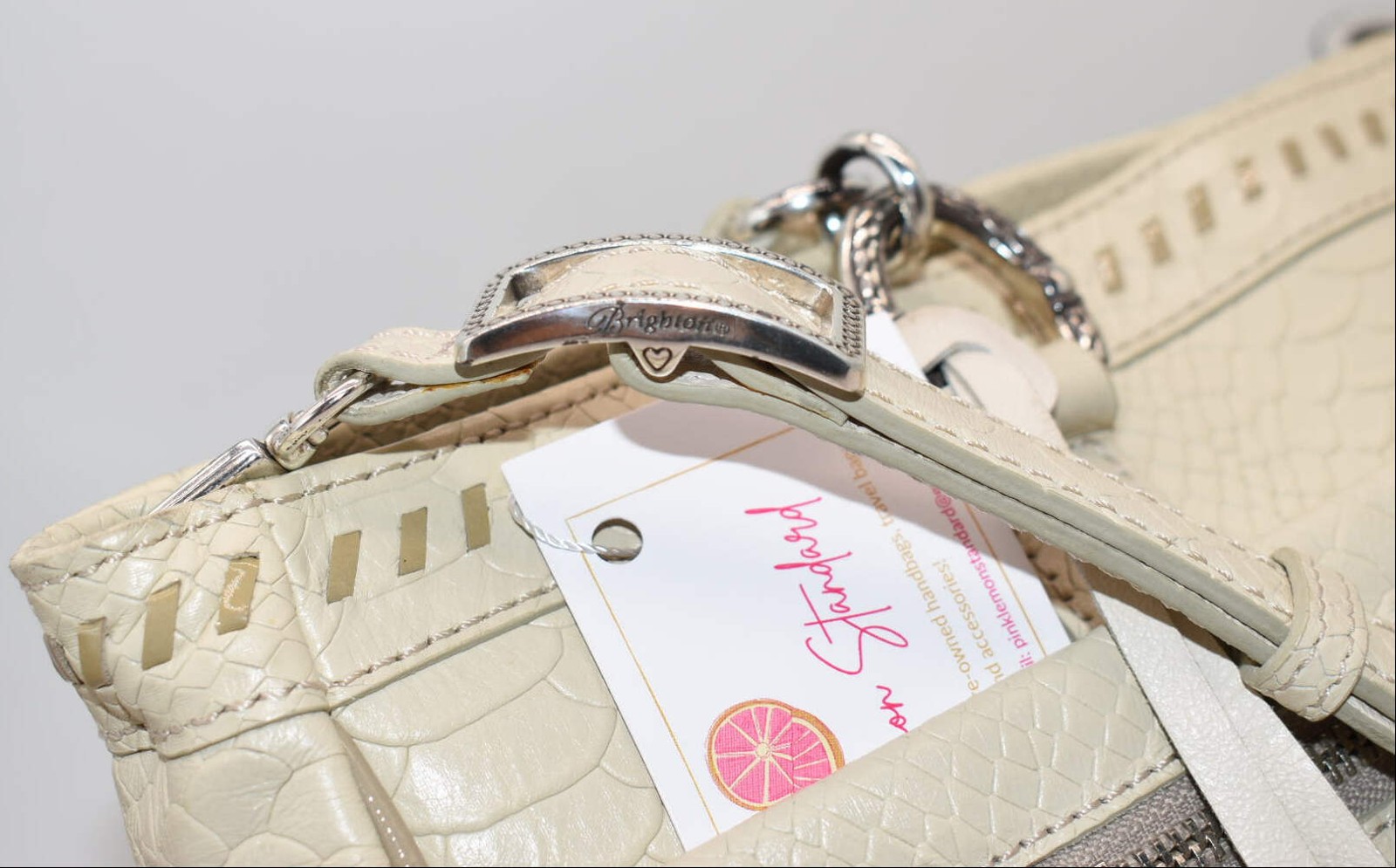 Brighton Cream Lace Python Shoulder Bag - image 5