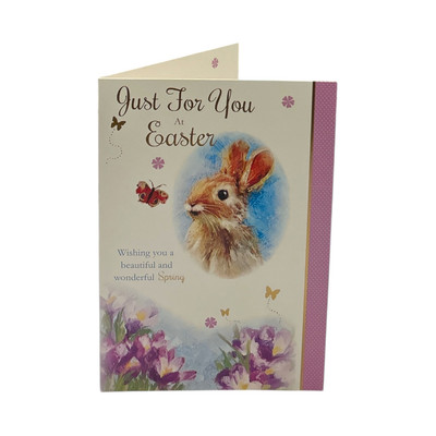 Just For You süßer Hase Blumenmuster Osterkarte
