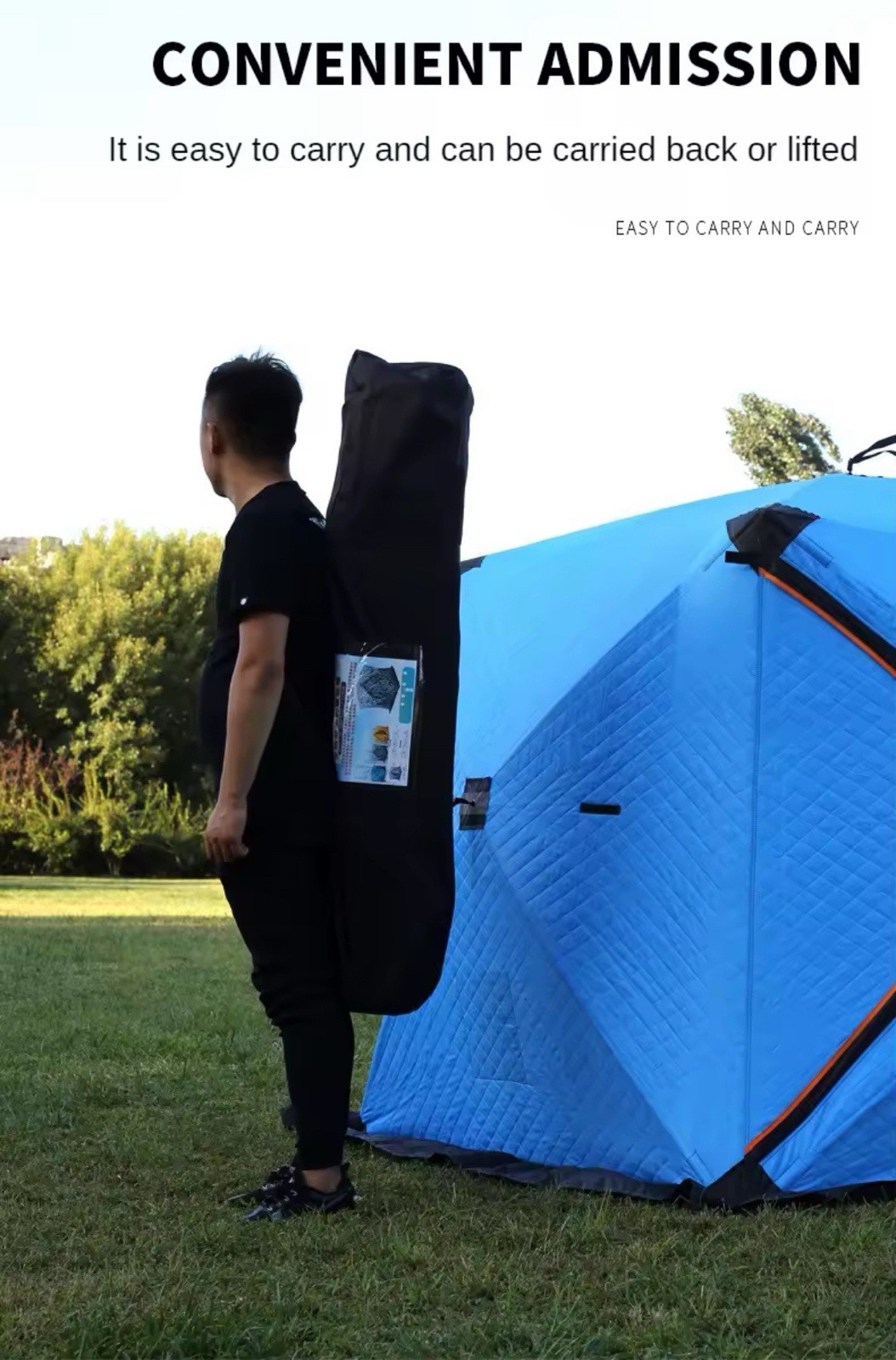 White Camo 175cm X 175cm X  205cm Portable Thermal Camping Ice Fishing Tent