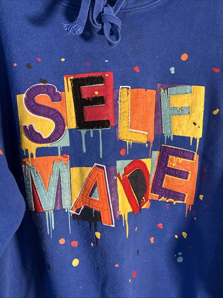 Evolution in Design Men’s XL Hoodie SELF MADE Blue Multicolor Graphic Design - Image 2 of 4