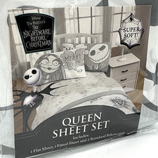 NIGHTMARE BEFORE CHRISTMAS queen sheet set Meant to Be soft polyester Halloween