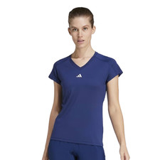 ADIDAS Women's Train Essentials V-Neck Tee Large Dark Blue Short Sleeve NWT