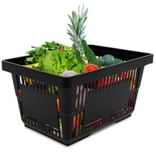 21L Shopping Basket Black Plastic Shopping Basket Supermarket Shop 12 Pack