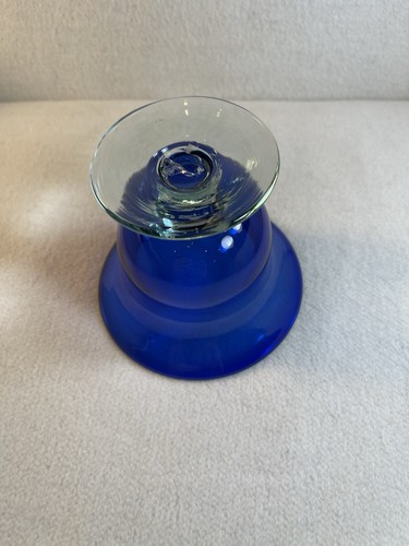 Small Handblown Cobalt Blue Glass Compote Bowl/ Candle Holder - Picture 6 of 7