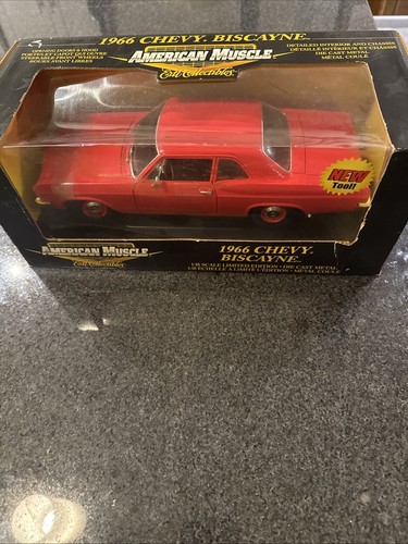 ERTL 1/18 AMERICAN MUSCLE RED 1966 CHEVY BISCAYNE HOT ROD NEW