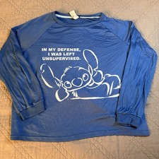 Disney Lilo  Stitch Pajama Top L 12-14 Long Sleeve Left  Unsupervised  Graphic