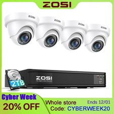 ZOSI 1080P 8CH DVR CCTV Security Camera Outdoor System 24/7 Record IP66 2TB HDD