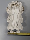 White/Gold Glossy Ceramic Wall Mounted Soap Dish, Rococo Floral Bow, 7in — photo 2