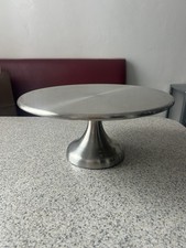 Round Silver Metal Cake Stand 12 in Diameter 1 Tier Brushed Modern Solid