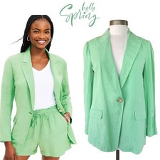 LOFT Linen Blend Relaxed Blazer Size XS Spring Green Lightweight Oversized