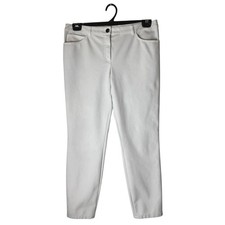 Escada Pants Women Medium White Tapered Ankle Luxury Preppy Career Casual