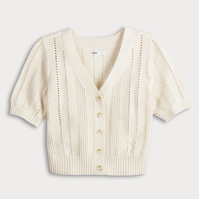 Sonoma Short Sleeve Crochet V-Neck Cardigan Women’s Size 1X