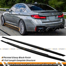 For 2017-2023 BMW F90 M5 G30 530i 540i MP Style Gloss Black Side Skirt Extension