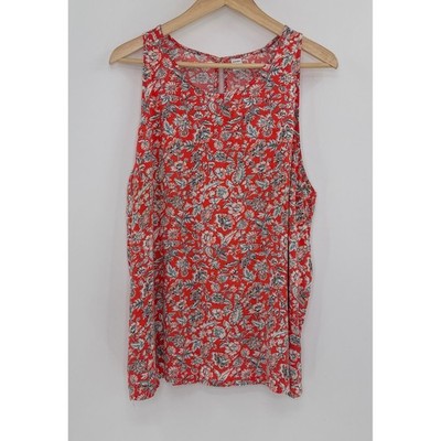Old Navy Plus Size Red/Orange Floral Sleeveless Blouse XXL Boho Normcore Summer