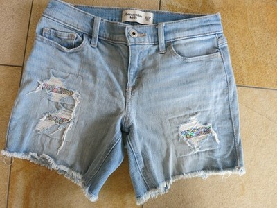 Abercrombie kids Jeansshorts Mädchen, Größe 146 / 152 hellblau Glitzer