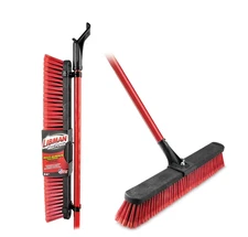 Libman Heavy Duty Multi-Surface Push Broom Steel Handle Red & Black