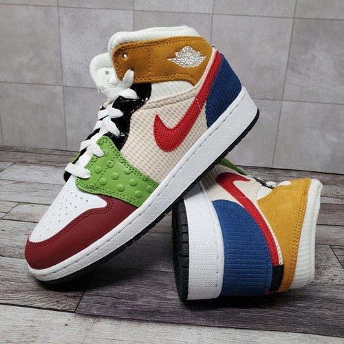 Air Jordan 1 Mid SE GS 'Messy Room' DR6957-100 Kids Size 5Y White Red Black