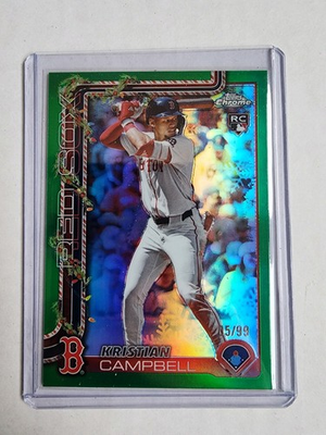 #ad 2025 Topps Holiday Chrome Kristian Campbell #HC103 Green Refractor 99 RC $7.99