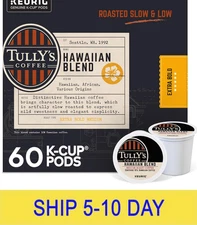 Tully's Coffee Hawaiian Blend, Keurig Single Serve K-Cup Pods, Medium Roast, 60