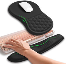 2In1 Combination, Wave Keyboard Wrist Rest and Ergonomic Curvature Mouse Pad Wri