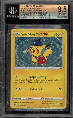 Pokemon Special Delivery Pikachu P.M. Center Canada Holo Promo SWSH074 BGS 9.5