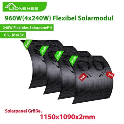 960 Watt Flexibles Solarmodul | 4x 240W Solarpanel für Wohnmobil Balkonkraftwerk
