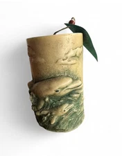 Vintage 90s Blue and cream dolphin pillar candle with tag