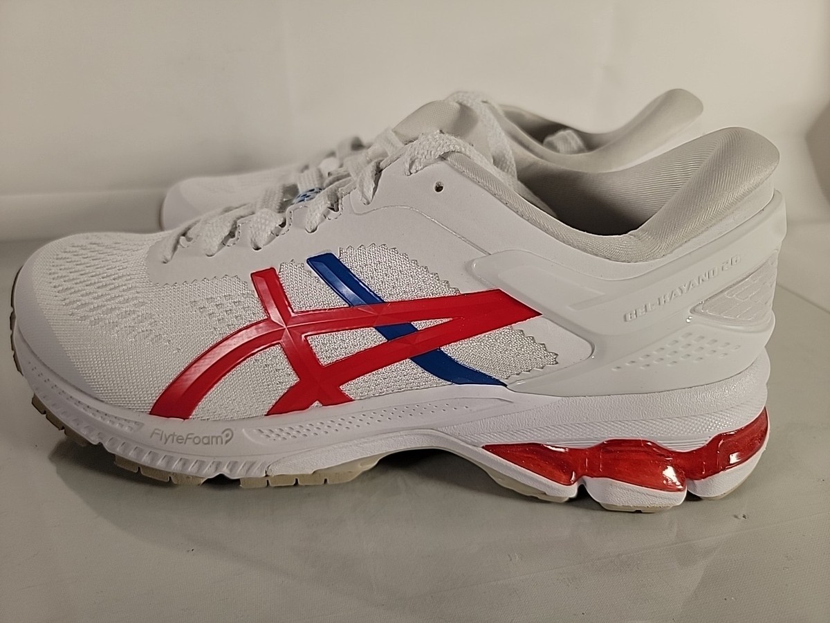 ASICS Women's Gel-Kayano 26 Running Shoes, 10, White Classic Red