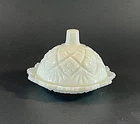 Vtg Westmoreland Opalescent Milk Glass THUMBELINA Childs Toy Covered Butter Dish