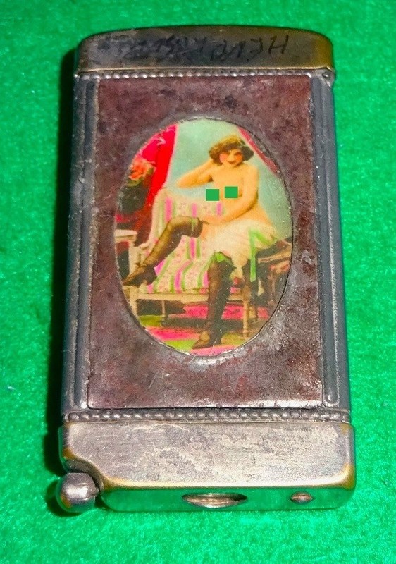 Bakersfield California Lucky Saloon antique advertising nude match safe vesta