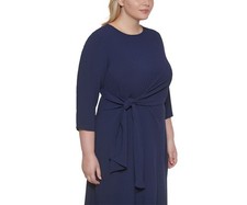 Vince Camuto Womens Plus Size Faux-Wrap Dress, Navy/22W