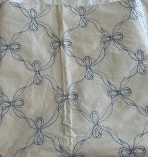 Vintage White Cotton Crib Duvet Cover Baby Blue Embroidered All Over Bows Ruffle