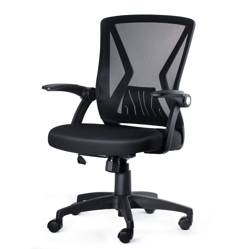 Ergonomic Swivel Mesh Office Chair with Flip-Up Armrests and Lumbar Support