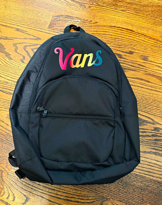 Vans Black/Multicolor Logo Backpack 25L Fits 15'' Laptop 3 Pockets Padded