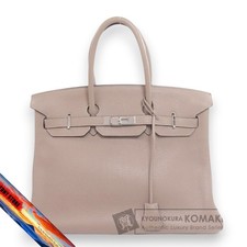 Borsa Hermes Birkin 35 Taurillon grigia hardware argento