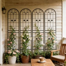 4 Pack Metal Garden Trellis 86.7x19.7 Rustproof Climbing Plant Support Black