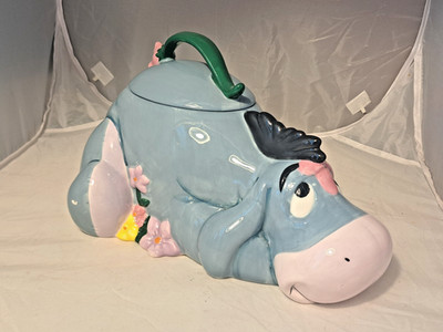Vintage 1990s Disney Eeyore W/ Flowers Ceramic Cookie Jar 12'' x 10'' x 7.5'' 
