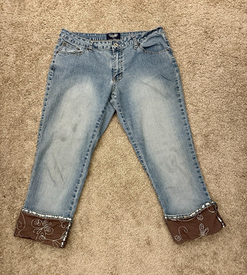 Angels Women's Jean Capris with Embroidered Sequin Detailinh