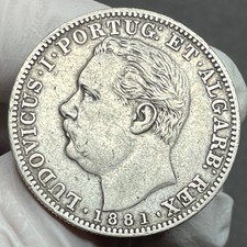 Portuguese India  King Luis I  Rupia  GOA  Silver  1881  TONED EF