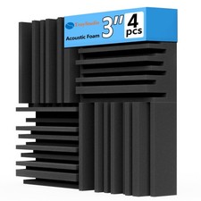 Thick Acoustic Foam Panels, 12 X 12 X 3 Inch 4 Pcs Broadband Sound Absorbing ...